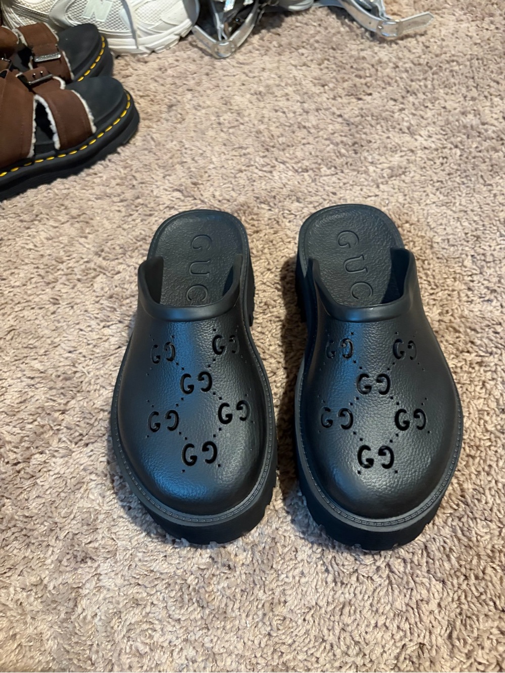 Black Perforated Logo Clogs